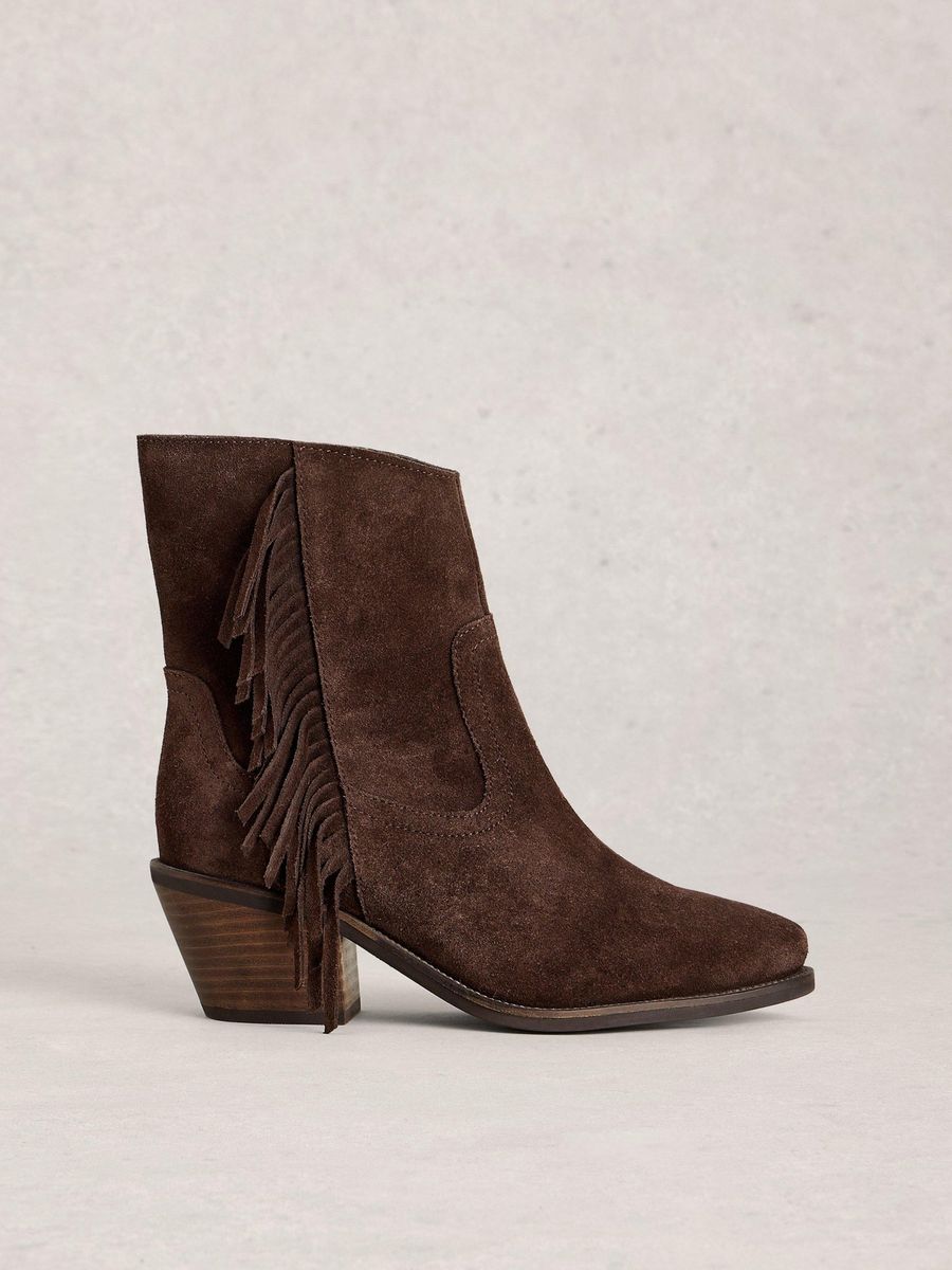 Braune Wildleder Western Stiefeletten