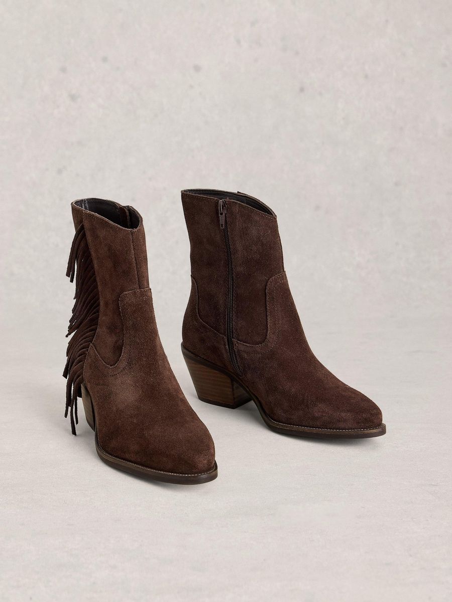 Braune Wildleder Western Stiefeletten