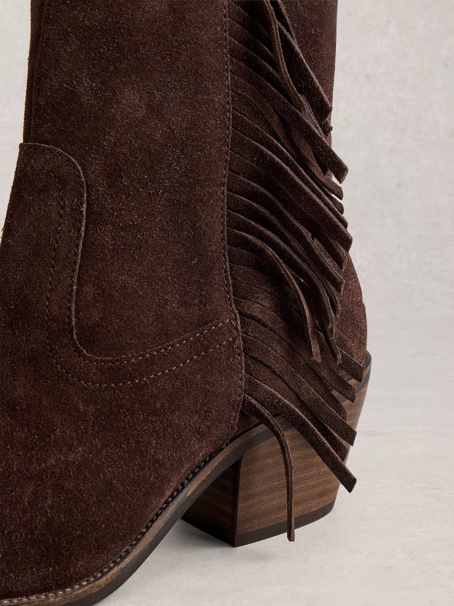 Braune Wildleder Western Stiefeletten
