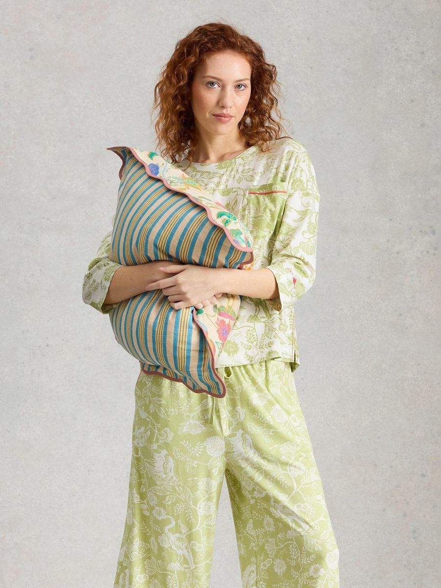 Pyjamaoberteil mit Blumendruck und Baumwollmischung