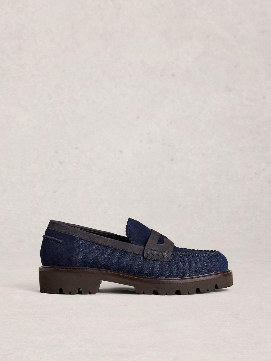 Denim Penny Loafer mit Profilsohle
