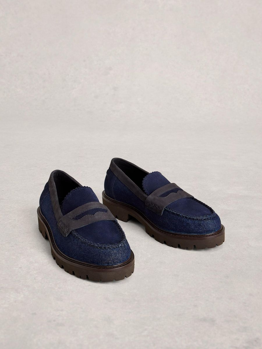 Denim Penny Loafer mit Profilsohle
