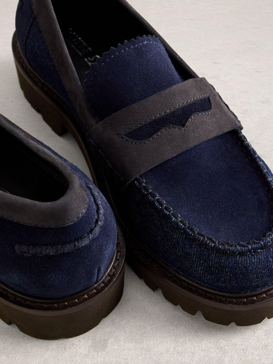 Denim Penny Loafer mit Profilsohle