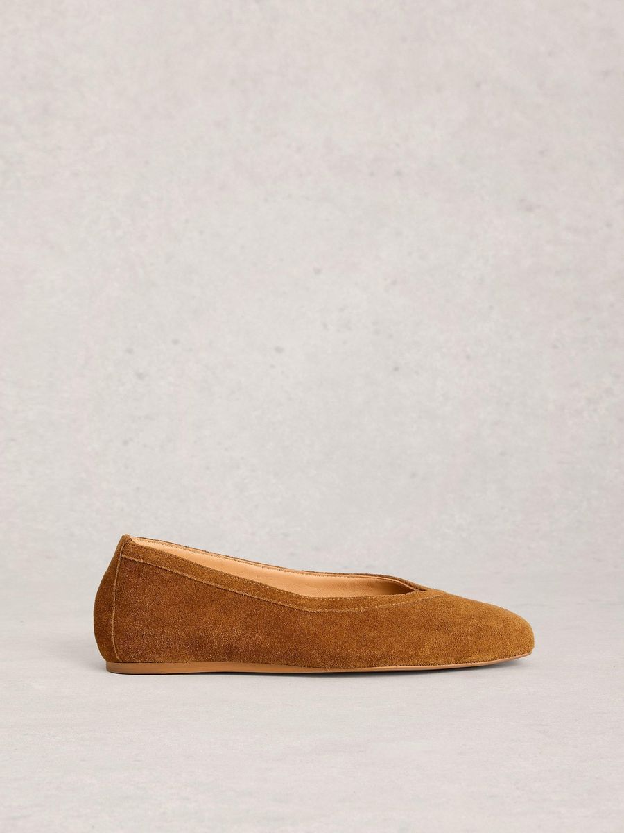 Ballerinas aus Wildleder mit eckiger Spitze