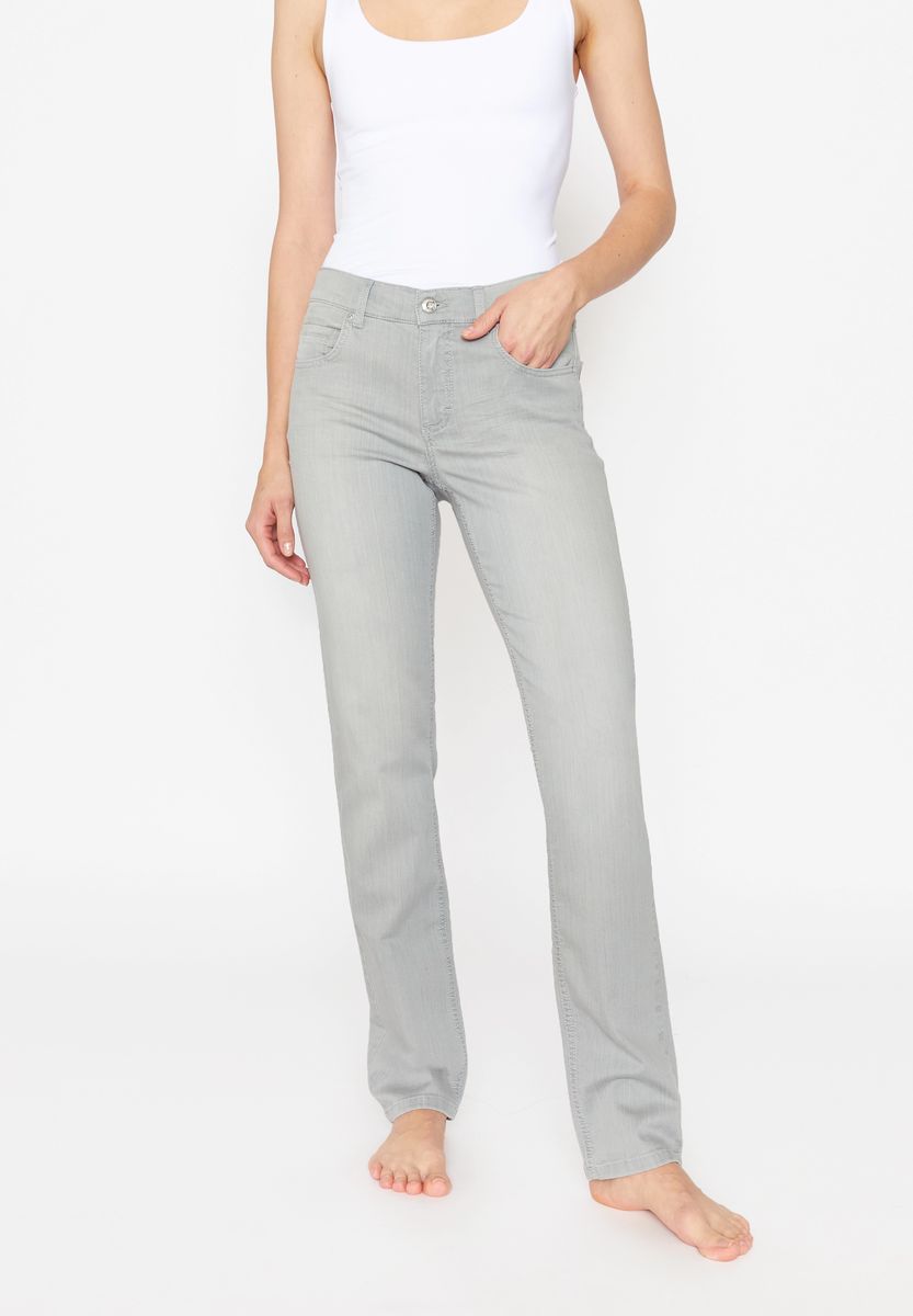 ANGELS Straight-Leg Jeans, Five- Pocket, für Damen, grau, 36/28