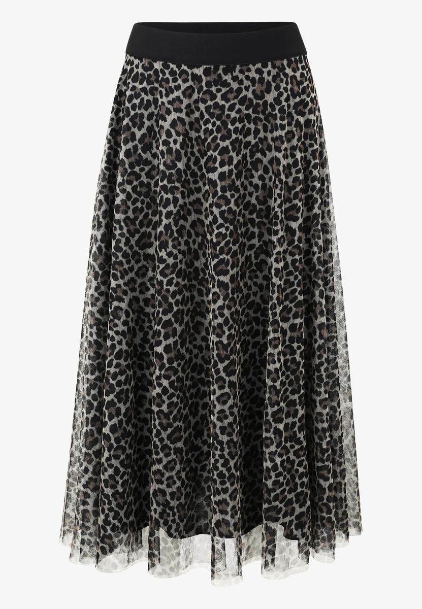 Eleganter Midirock aus Tüll mit Leopardenmuster