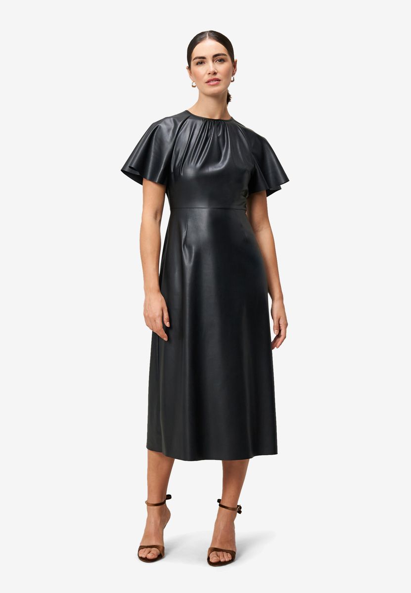 Midikleid in Lederoptik