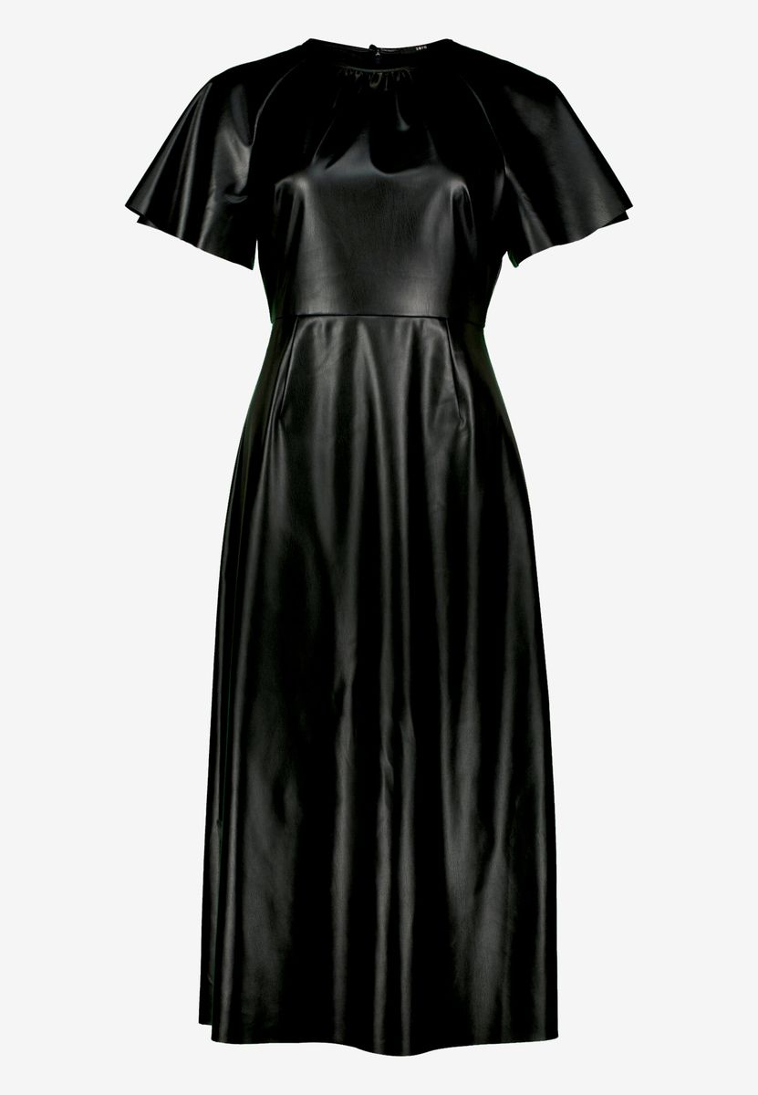 Midikleid in Lederoptik