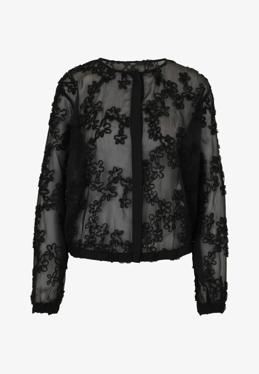 Chiffonbluse mit floralen Applikationen