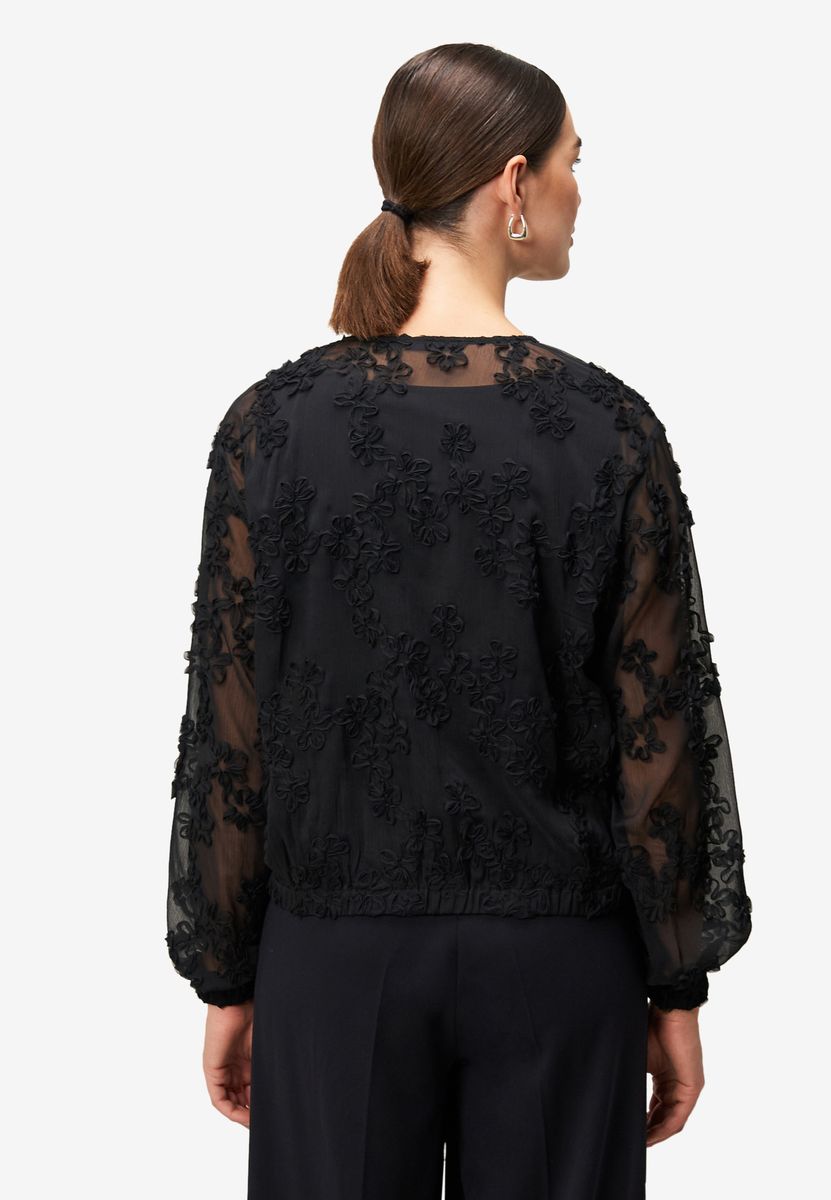 Chiffonbluse mit floralen Applikationen