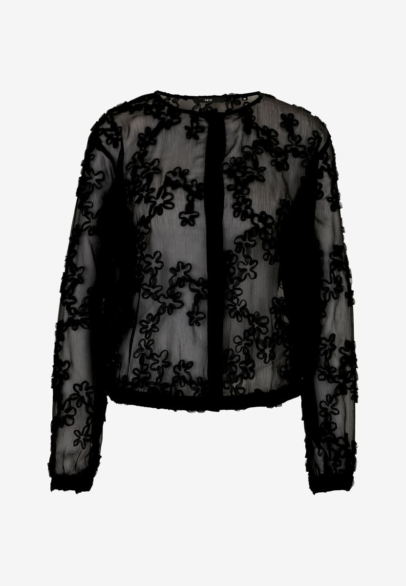 Chiffonbluse mit floralen Applikationen