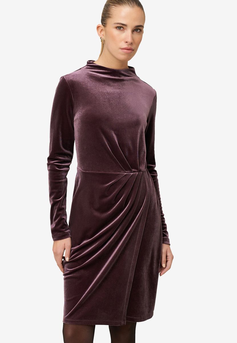 Elegantes Samt-Midikleid mit Drapierung