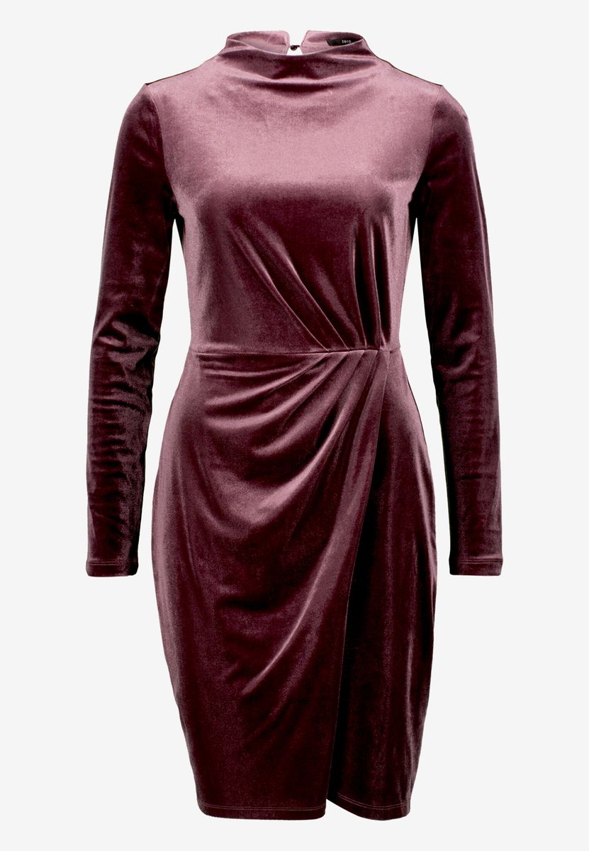Elegantes Samt-Midikleid mit Drapierung