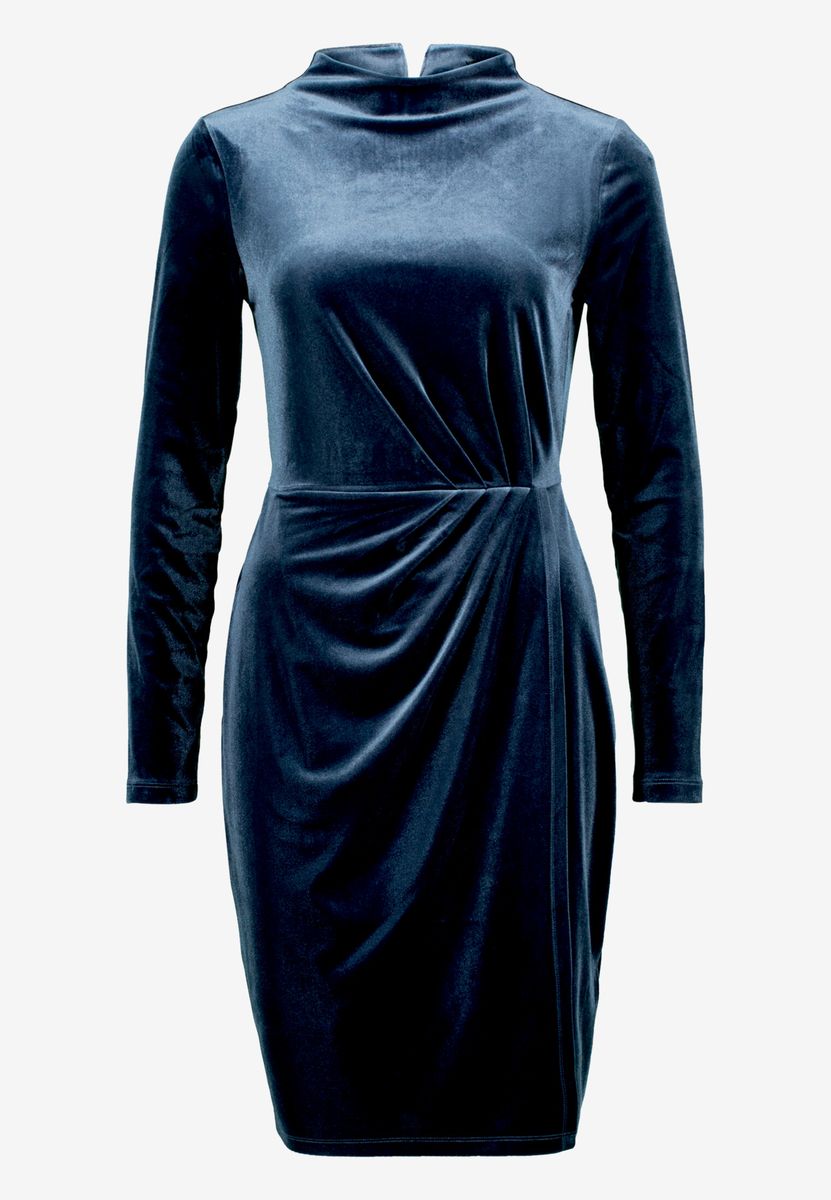 Elegantes Samt-Midikleid mit Drapierung