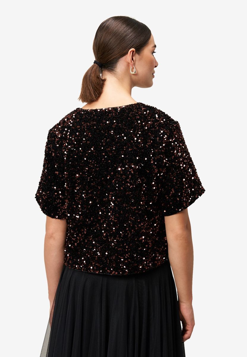 Bolero-Jacke mit Pailletten und Bindeband