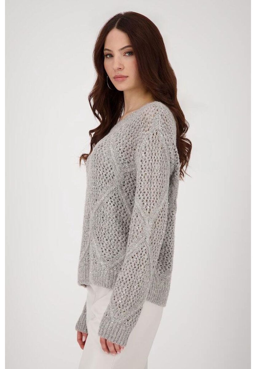 Eleganter, offen gestrickter Glitzerpullover