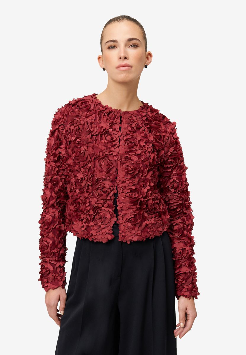 Bolero-Jacke mit 3D-Blumenapplikationen