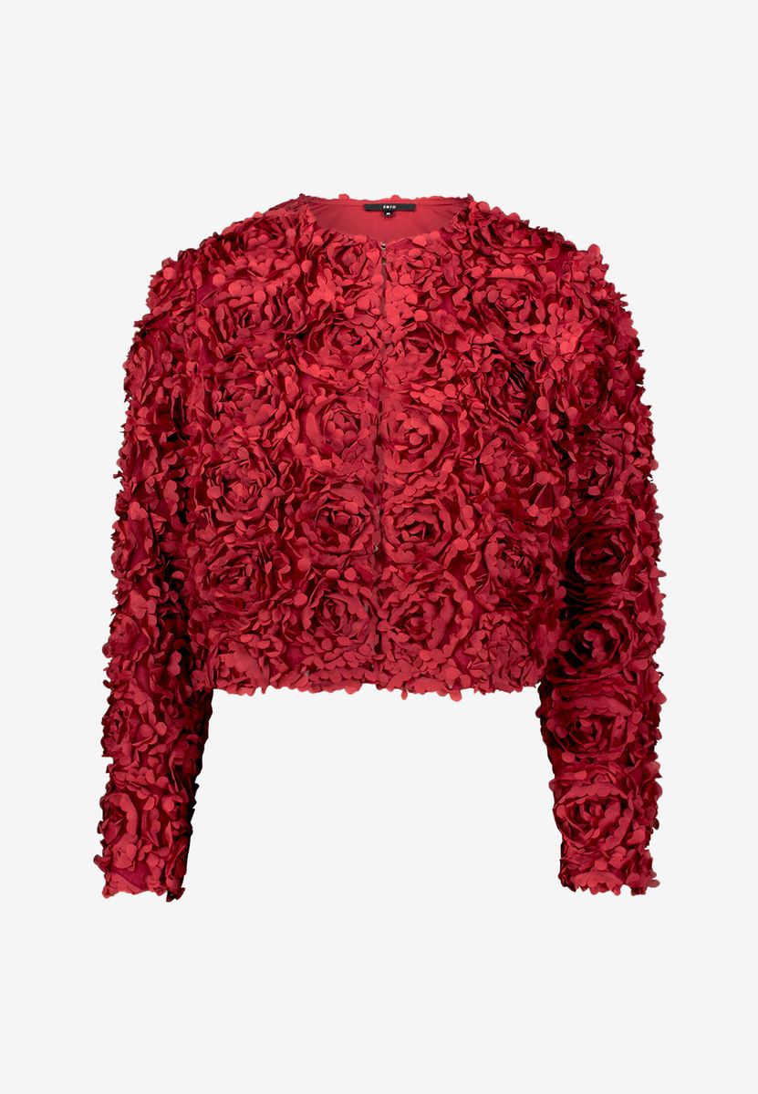 Bolero-Jacke mit 3D-Blumenapplikationen