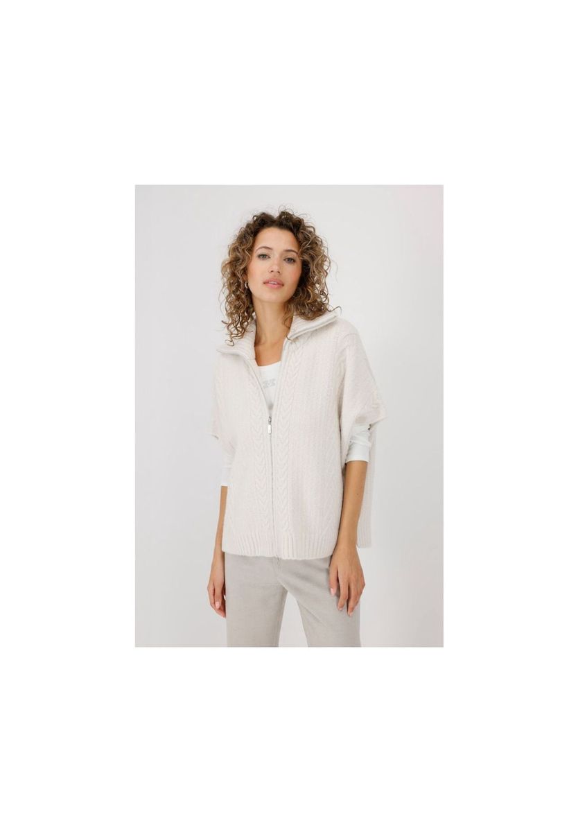 Strukturierte Strickcape-Jacke mit Reißverschluss