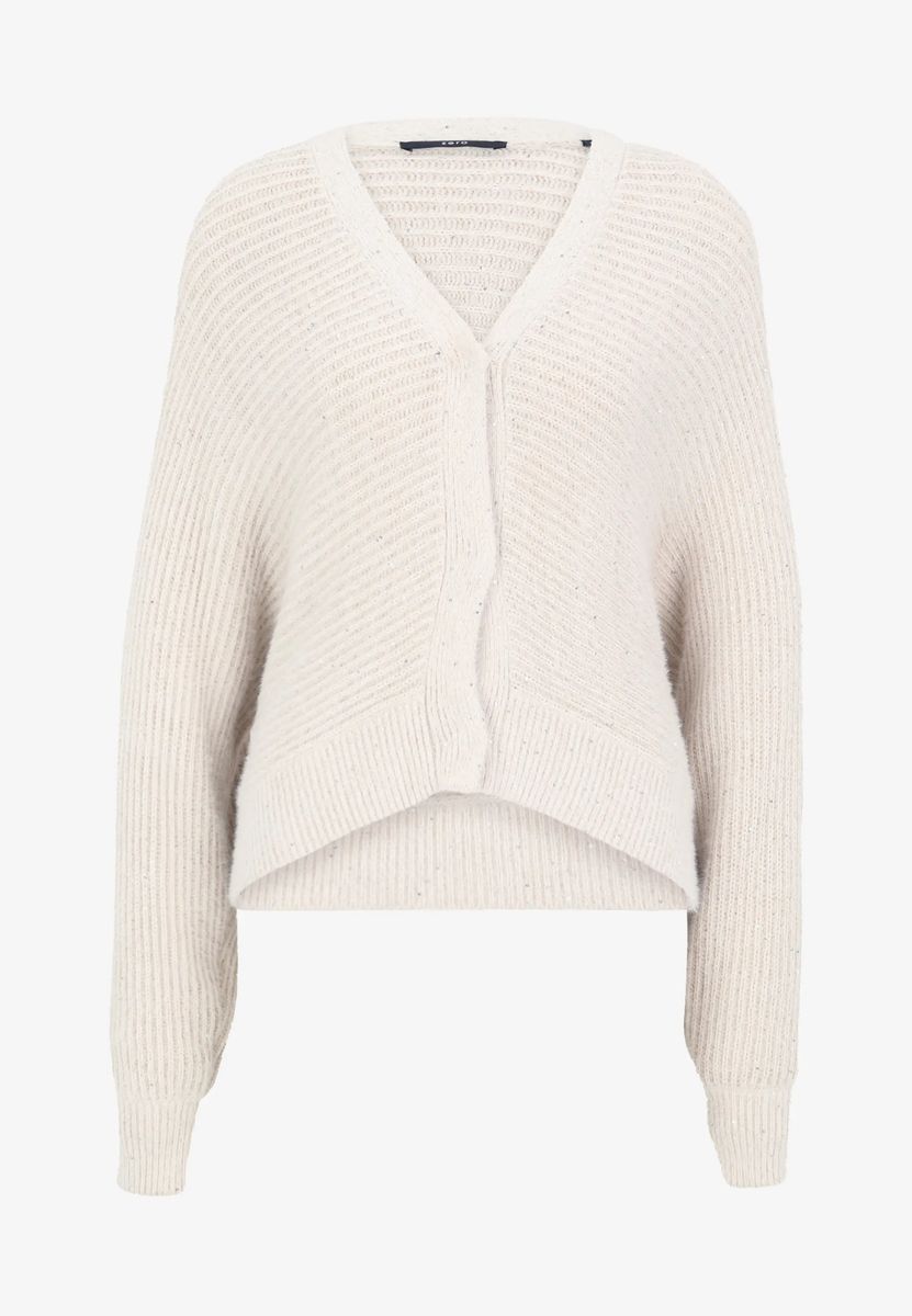 Gerippte Strickjacke mit V-Ausschnitt
