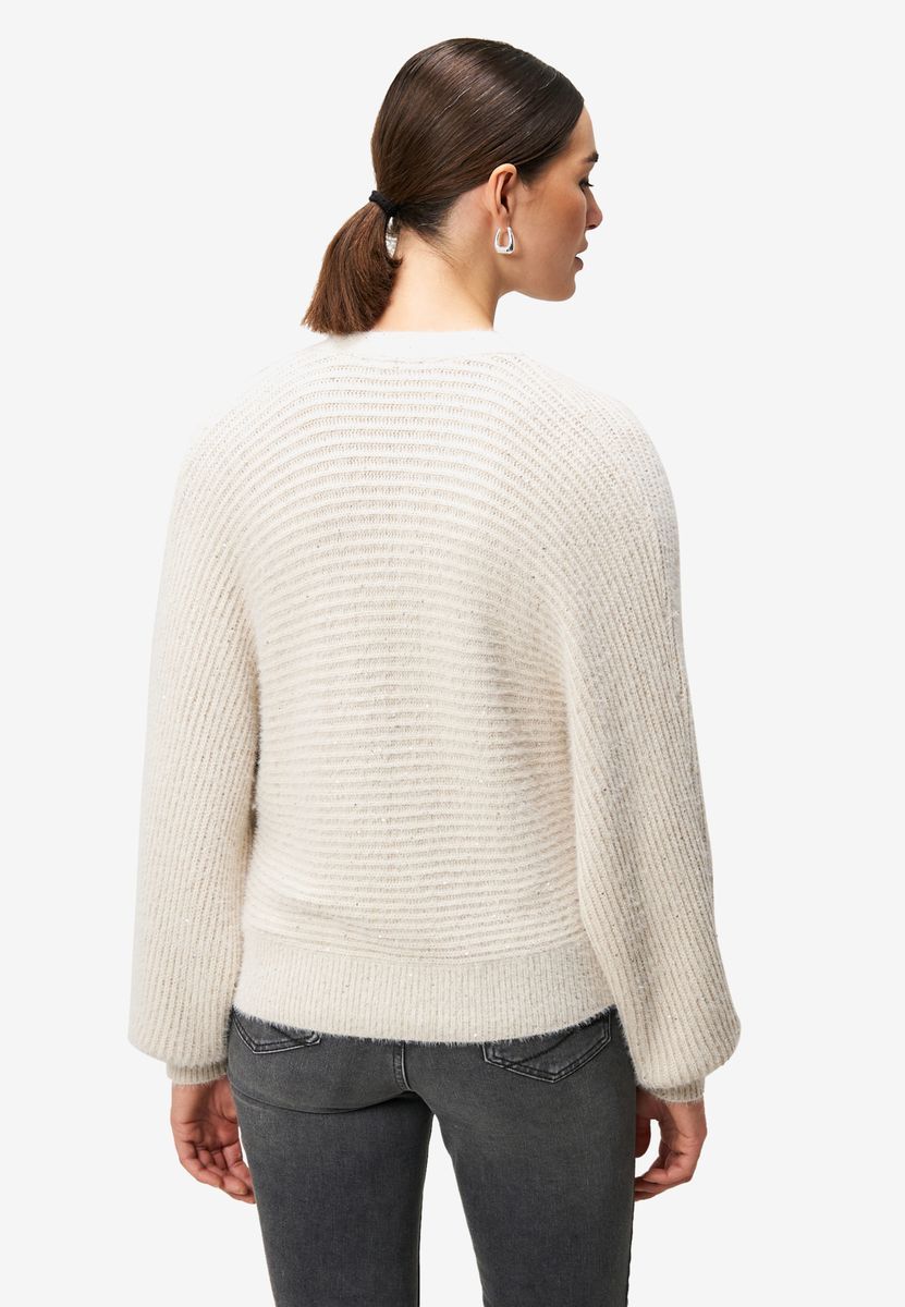 Gerippte Strickjacke mit V-Ausschnitt