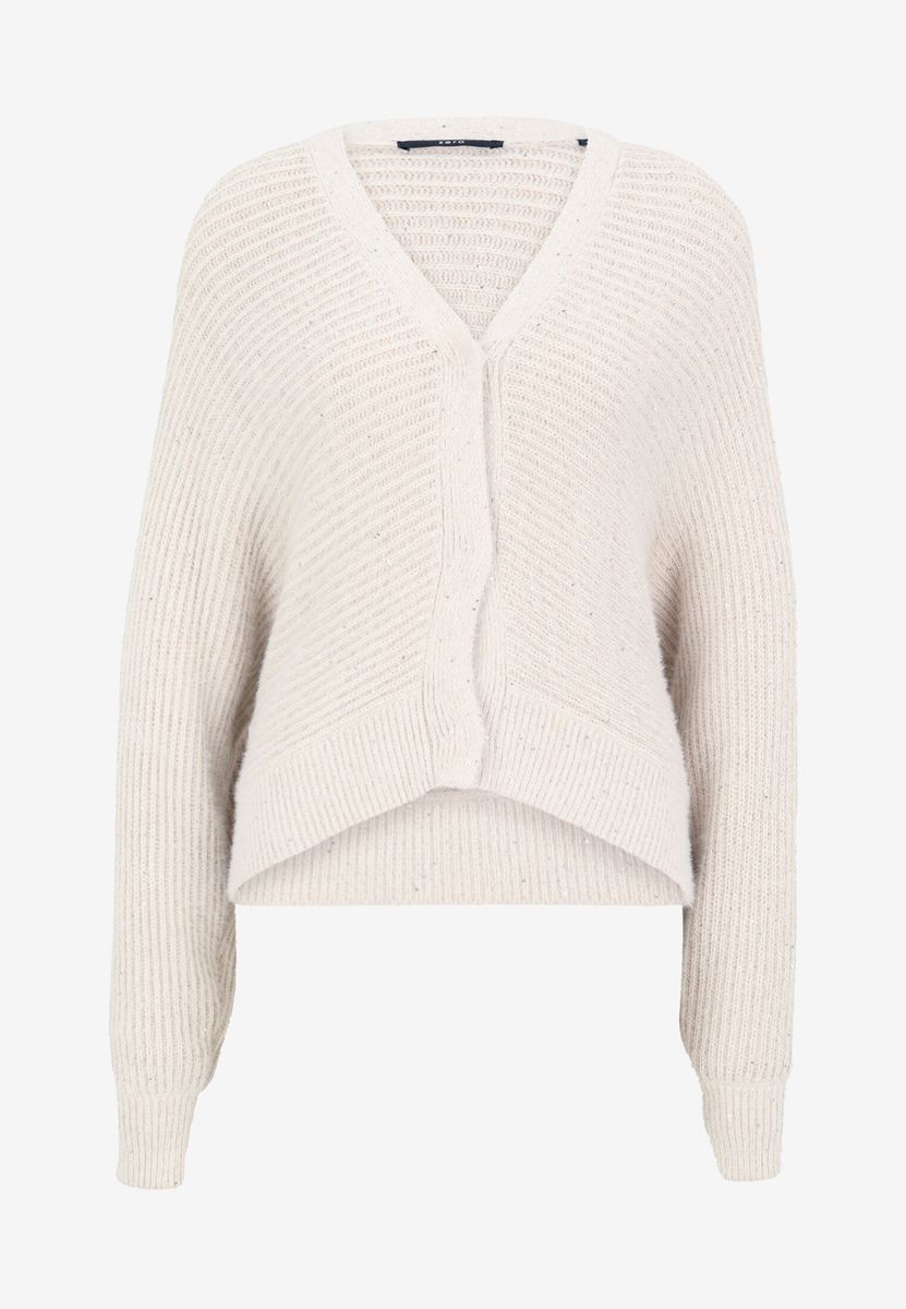 Gerippte Strickjacke mit V-Ausschnitt