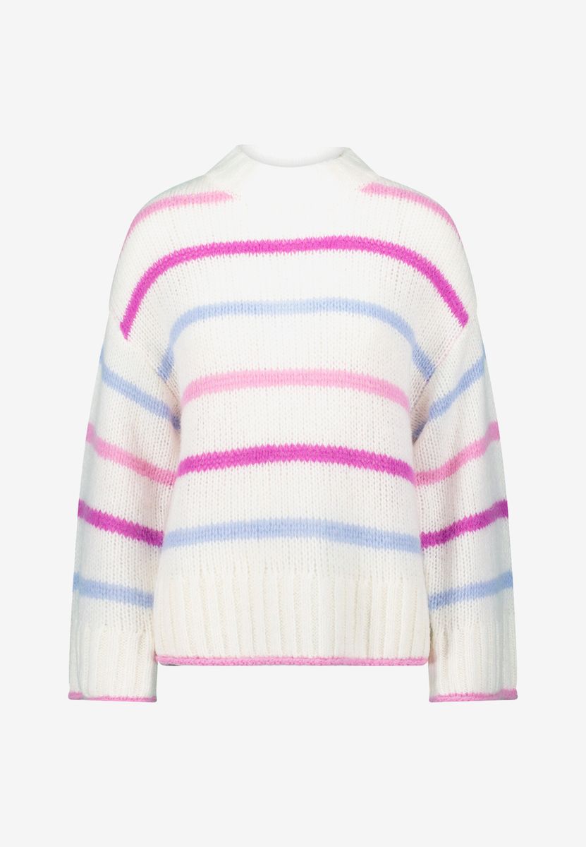 Grobstrickpullover mit bunten Streifen