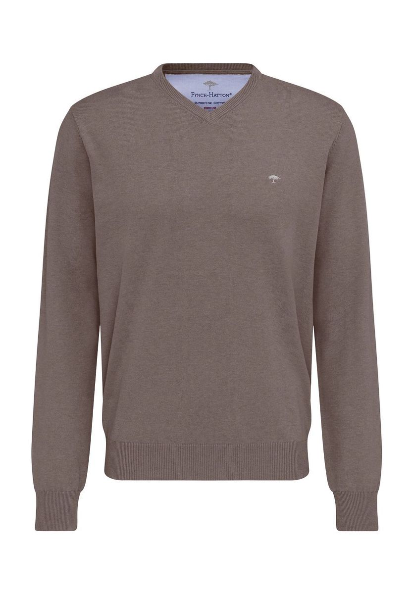 Klassischer Baumwollpullover mit V-Ausschnitt