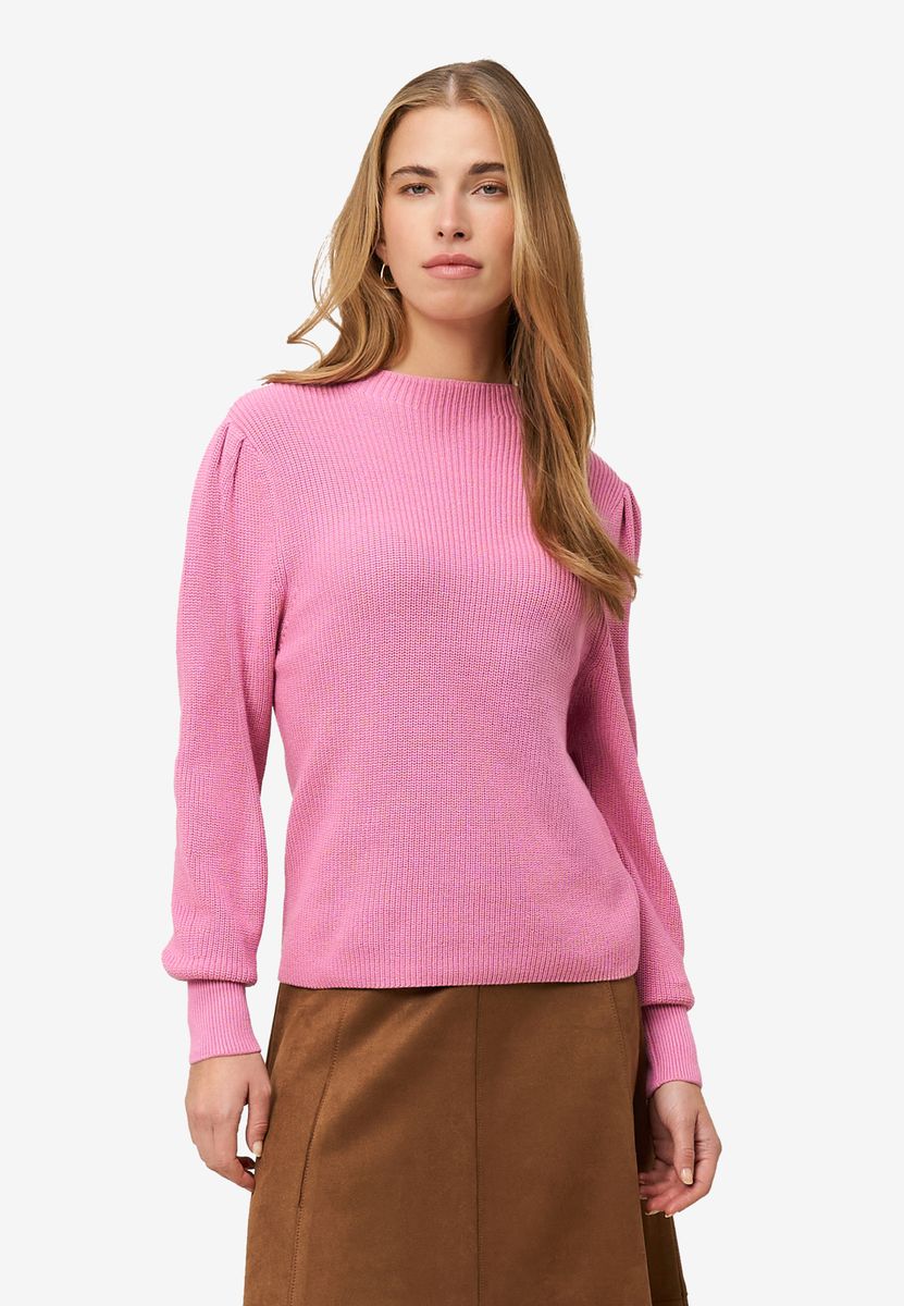 Rippstrickpullover mit Ballonärmeln