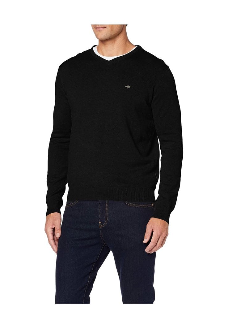 Klassischer V-Ausschnitt Strickpullover aus Baumwolle