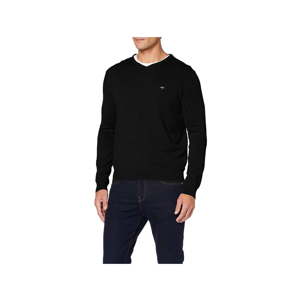 Klassischer Baumwollpullover mit V-Ausschnitt