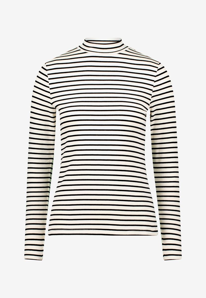Gestreiftes Langarmshirt mit Stehkragen