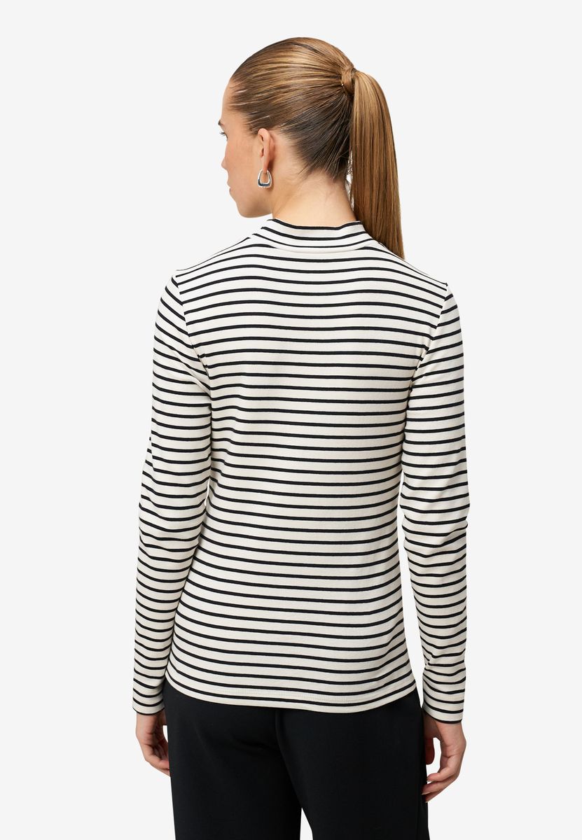 Gestreiftes Langarmshirt mit Stehkragen