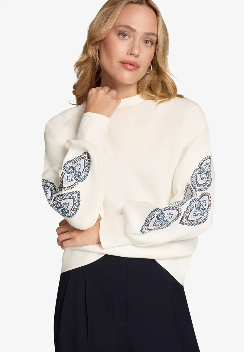 Sweatshirt mit bestickten Ärmeln
