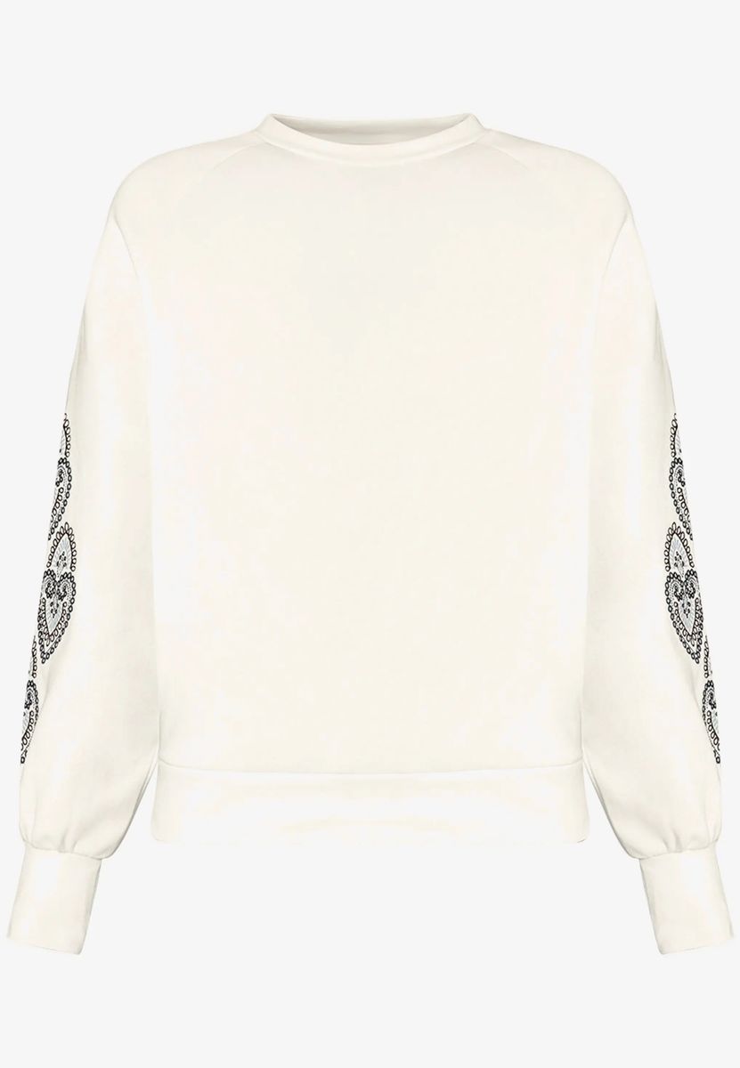 Sweatshirt mit bestickten Ärmeln