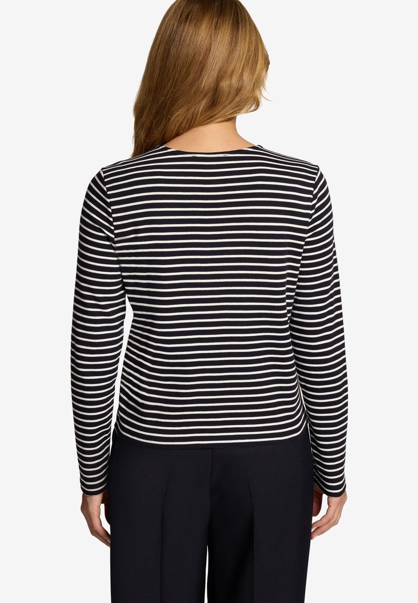 Gestreifte Sweat-Strickjacke mit Knopfleiste