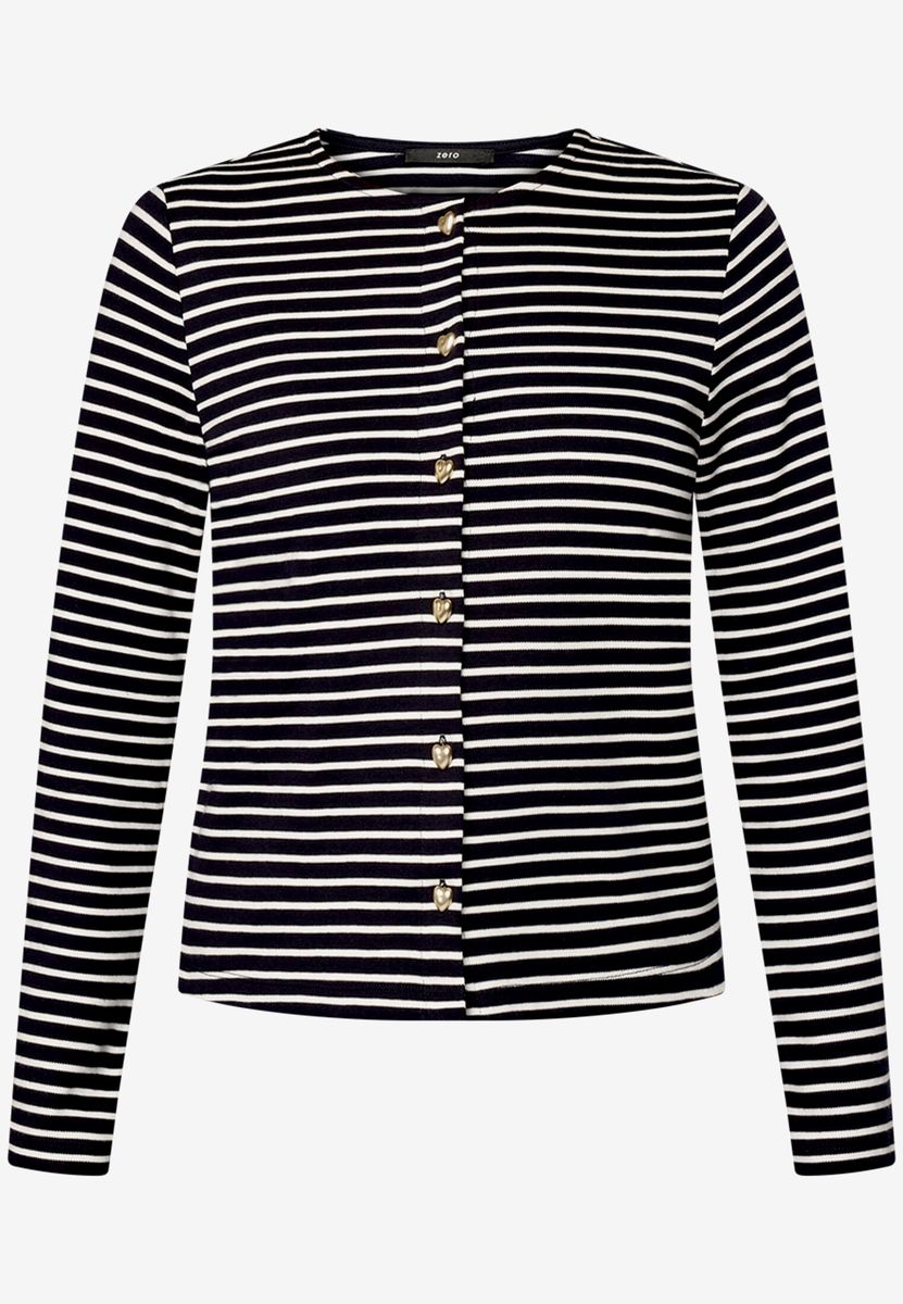 Gestreifte Sweat-Strickjacke mit Knopfleiste
