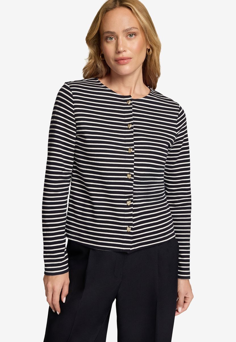 Gestreiftes Sweat-Top mit Knopfleiste