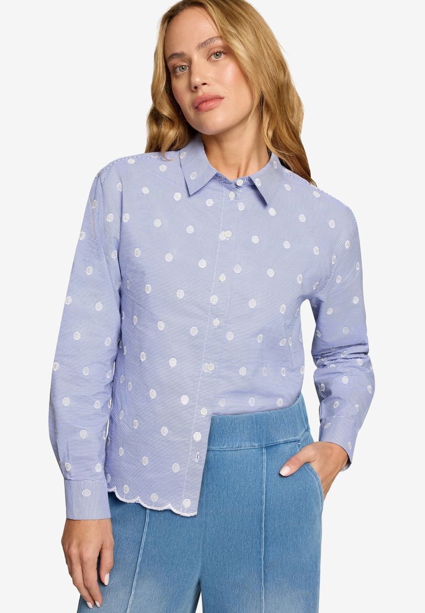 Bluse mit Streifen und Stickerei