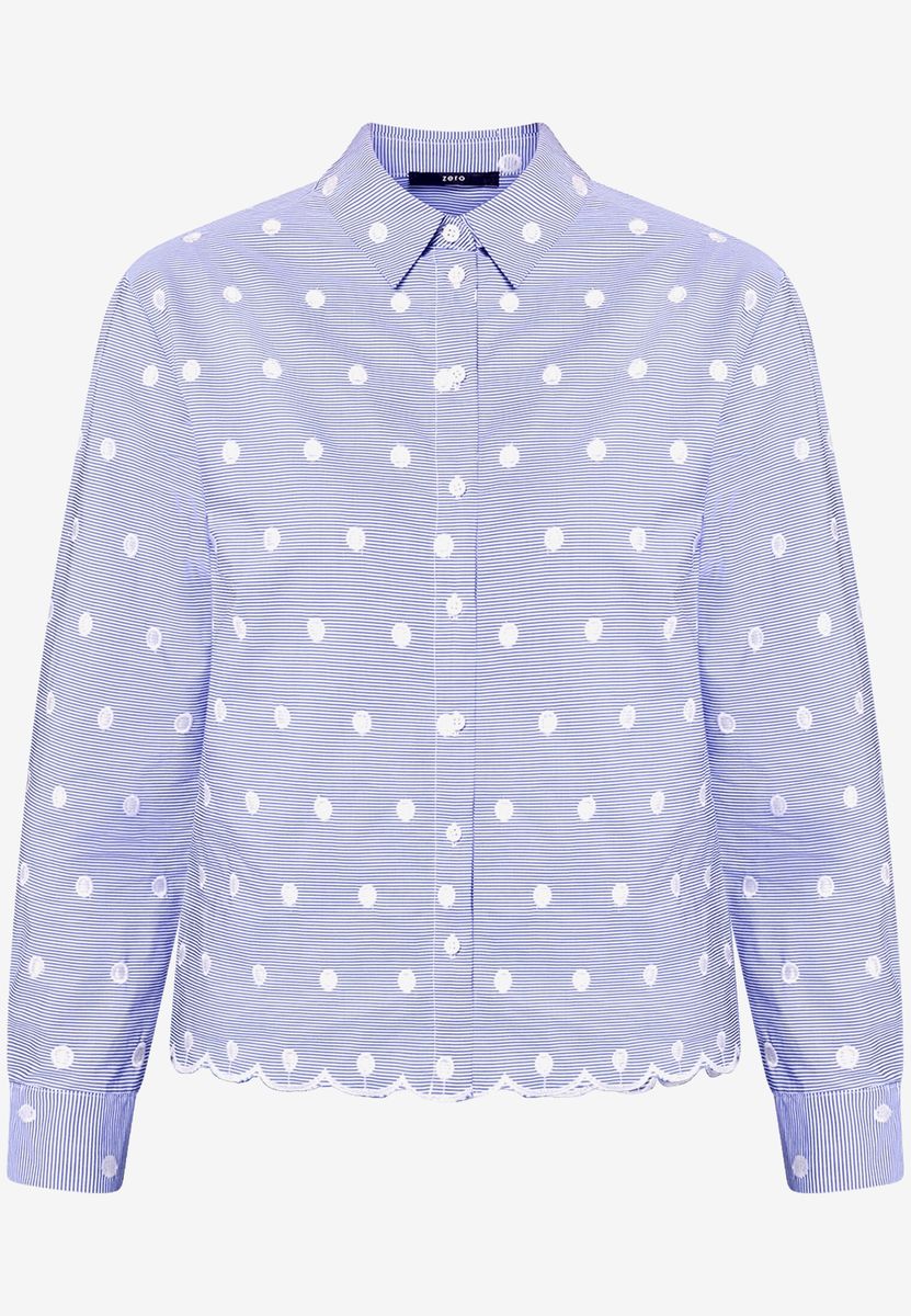 Bluse mit Streifen und Stickerei