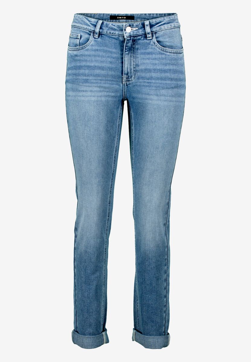 Schmal geschnittene Jeans mit Umschlag