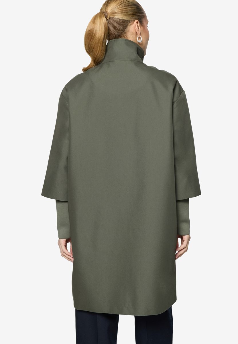 Olivgrüner Cocoon Mantel mit Ärmeln