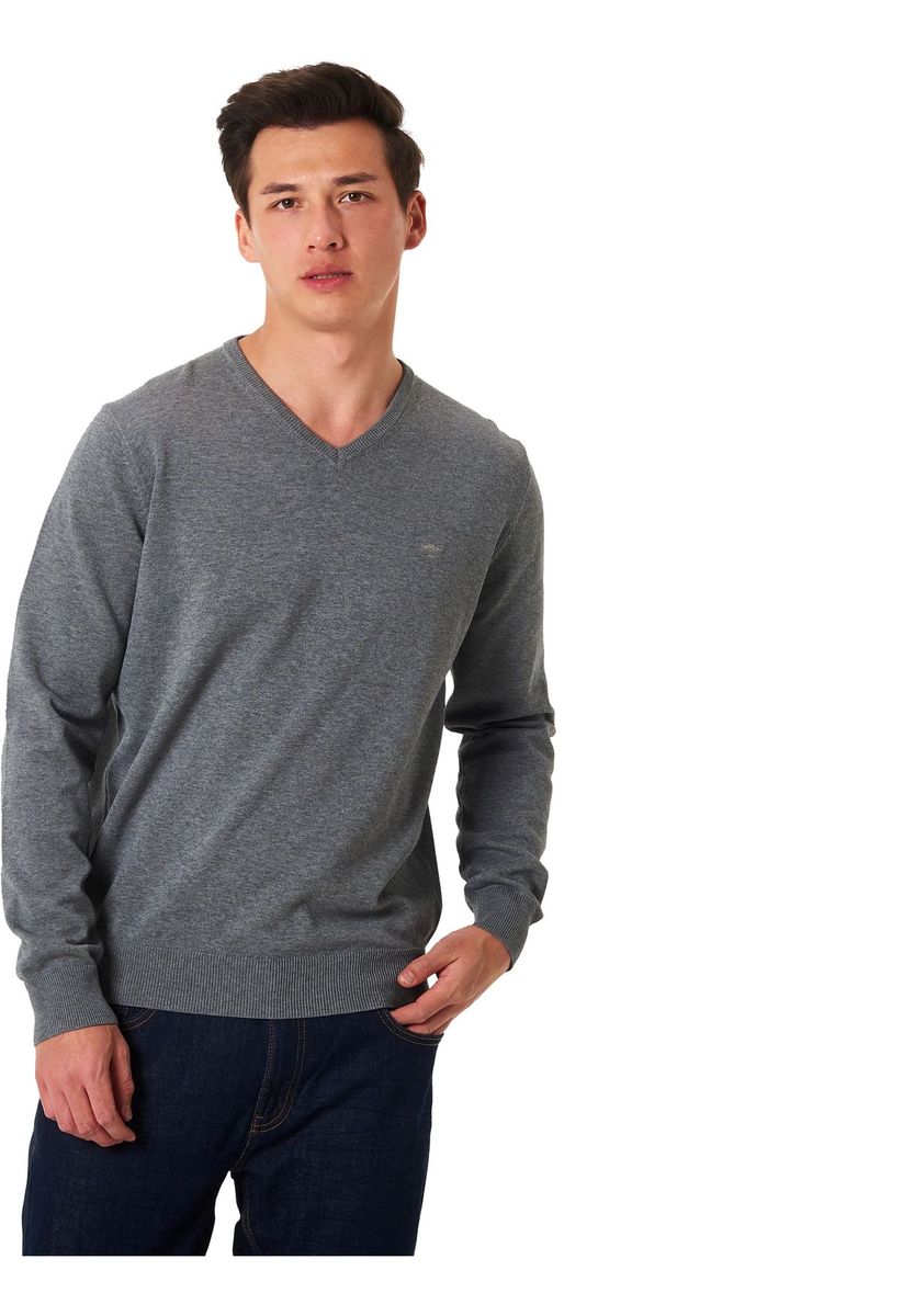 Herren Strickpullover mit V-Ausschnitt aus Baumwolle