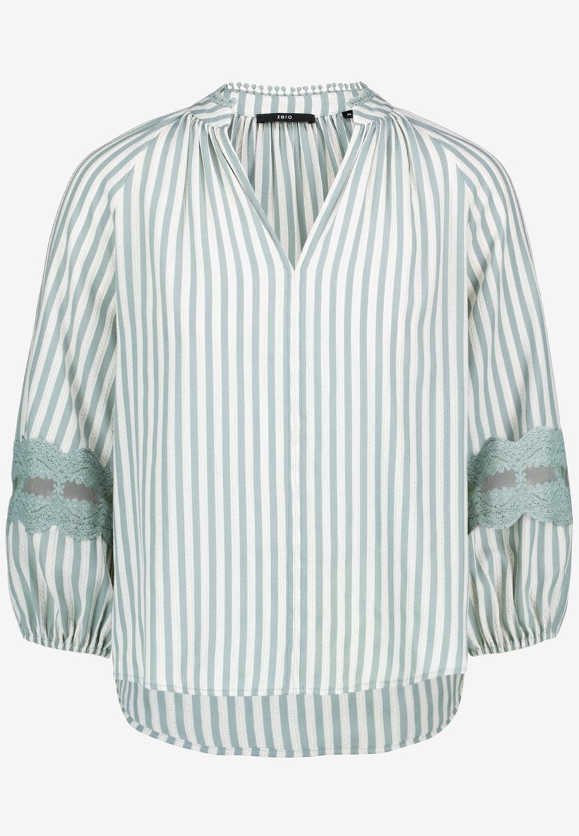 Gestreifte Bluse mit Spitzendetails