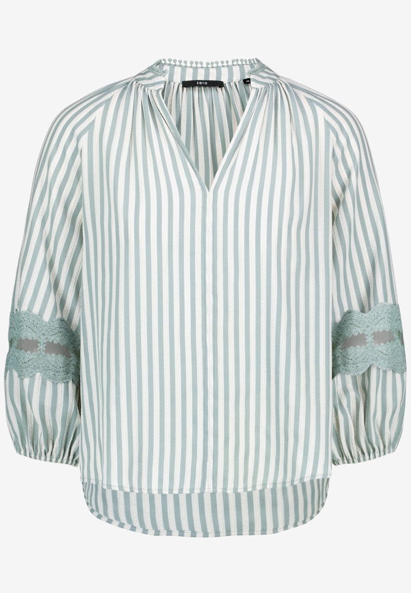 Gestreifte Bluse mit Spitzendetails