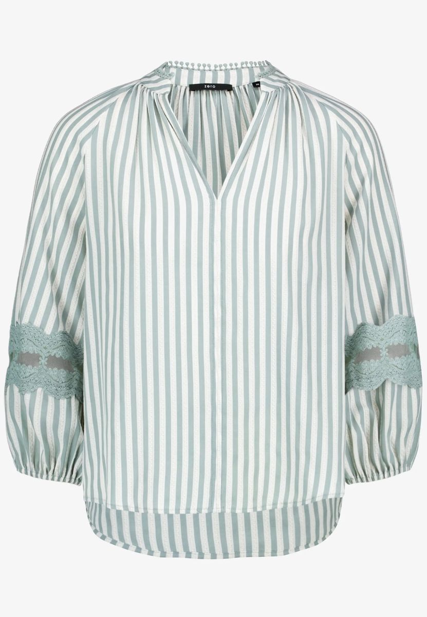 Gestreifte Schlupfbluse mit Spitze-Details