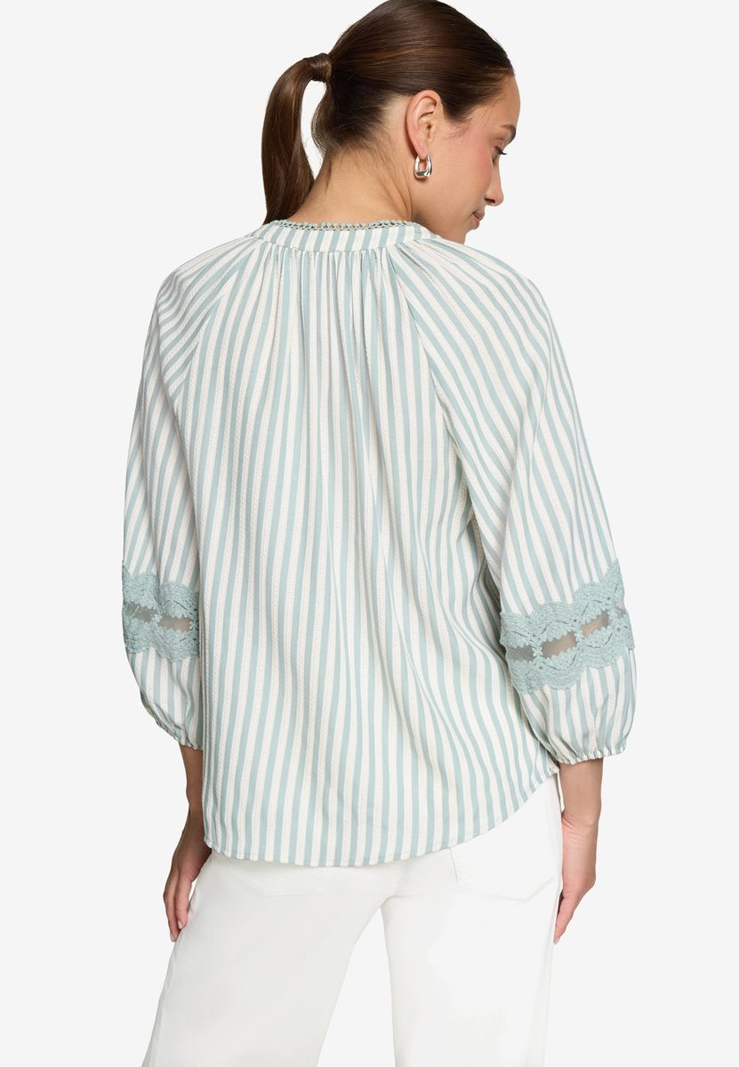 Gestreifte Schlupfbluse mit Spitze-Details