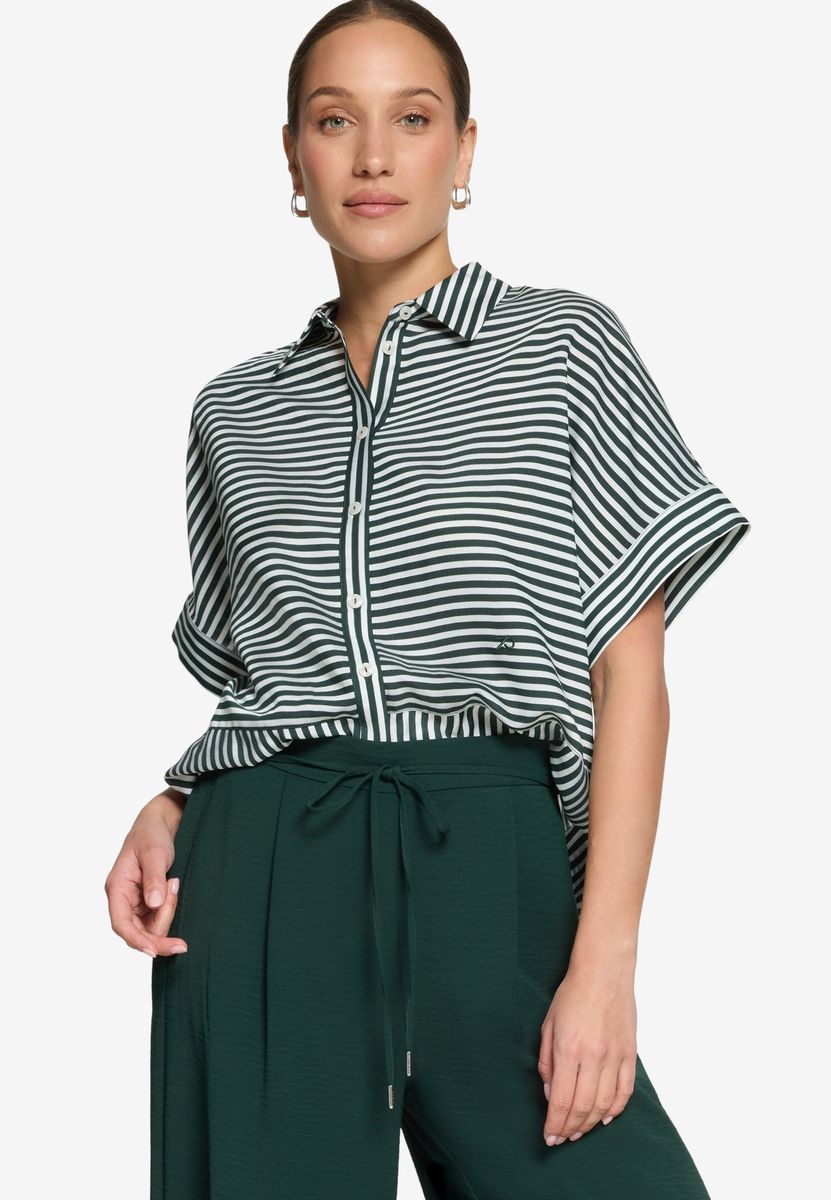 Kurzarm-Hemdbluse mit Streifenmuster