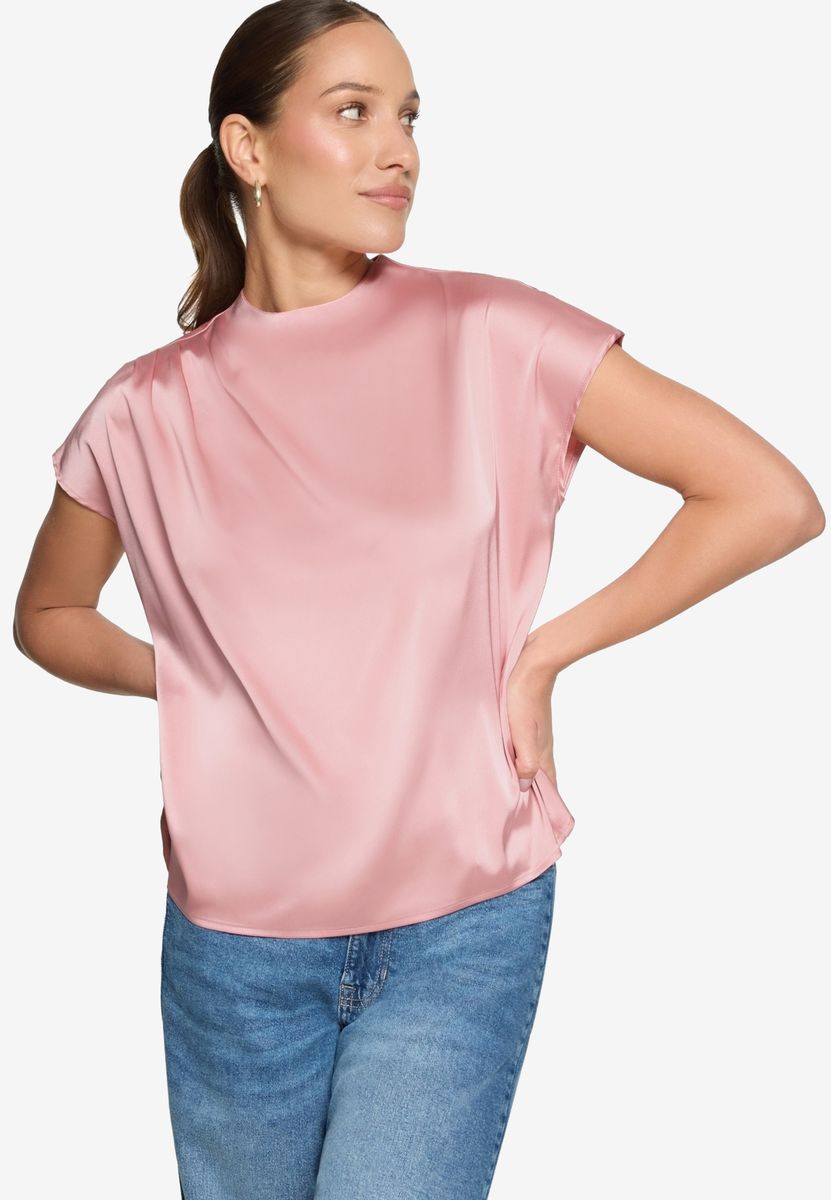 Satinbluse  mit Stehkragen