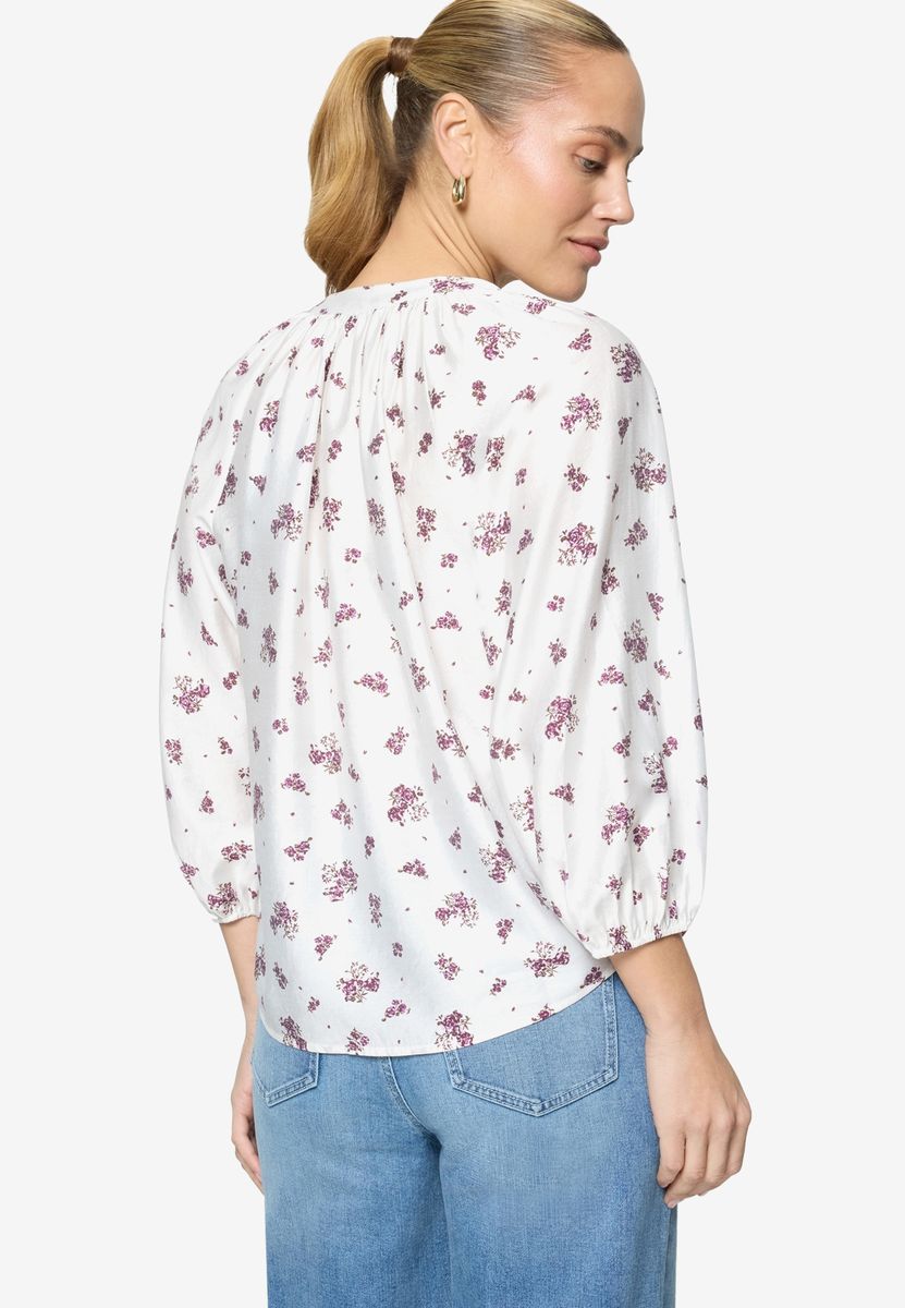 Geblümte Bluse mit Ballonärmeln